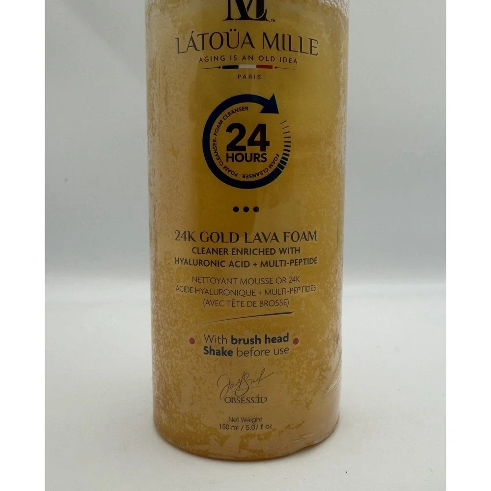 Latoua Mille 24K Gold Lava Foam Hyaluronic Acid + Multi Peptide with Brush Head